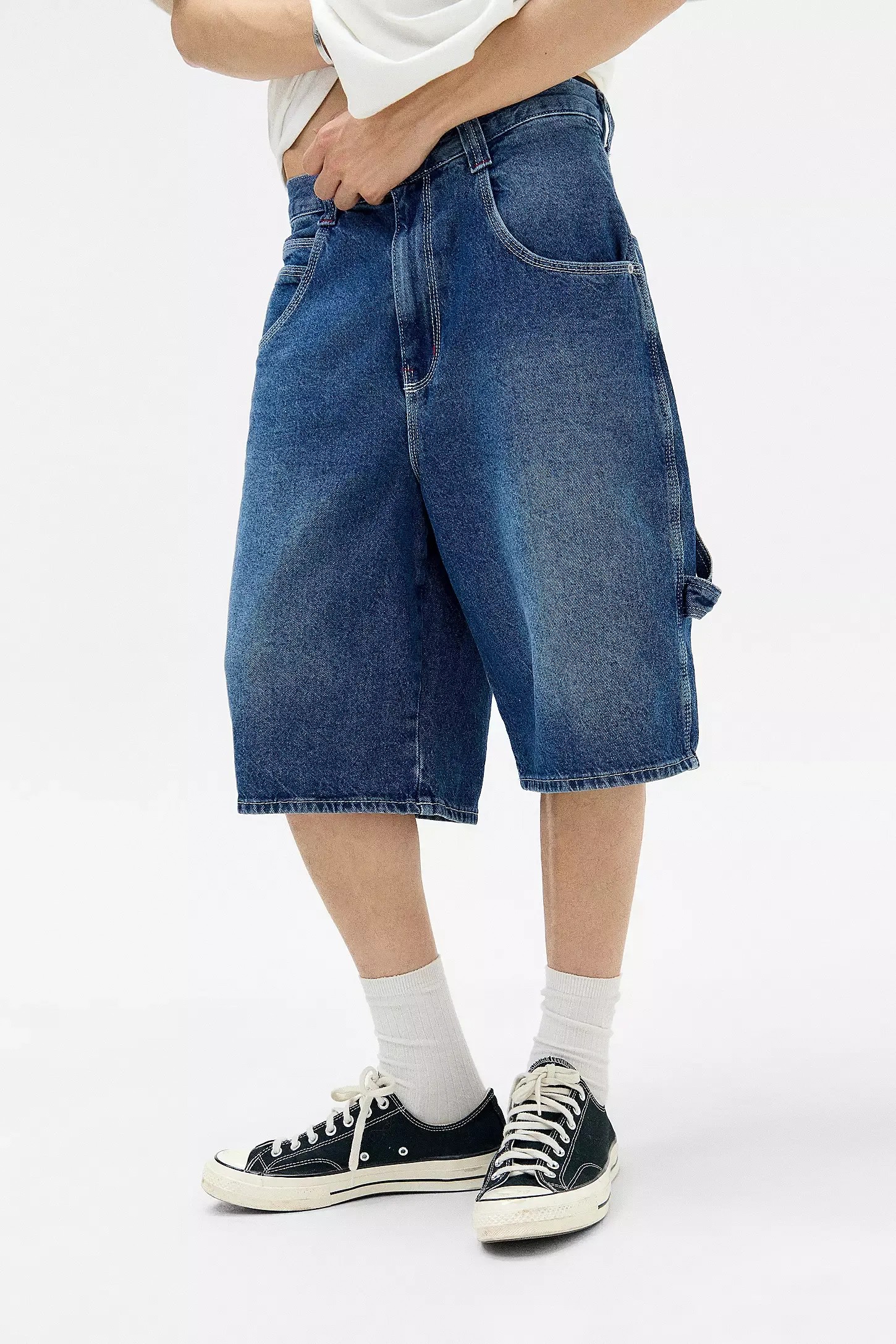 BDG Oversized Carpenter Shorts - Washed Indigo