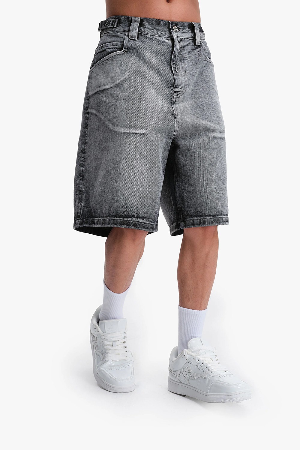 VCNTY Washed Baggy Denim Jorts - Ivory