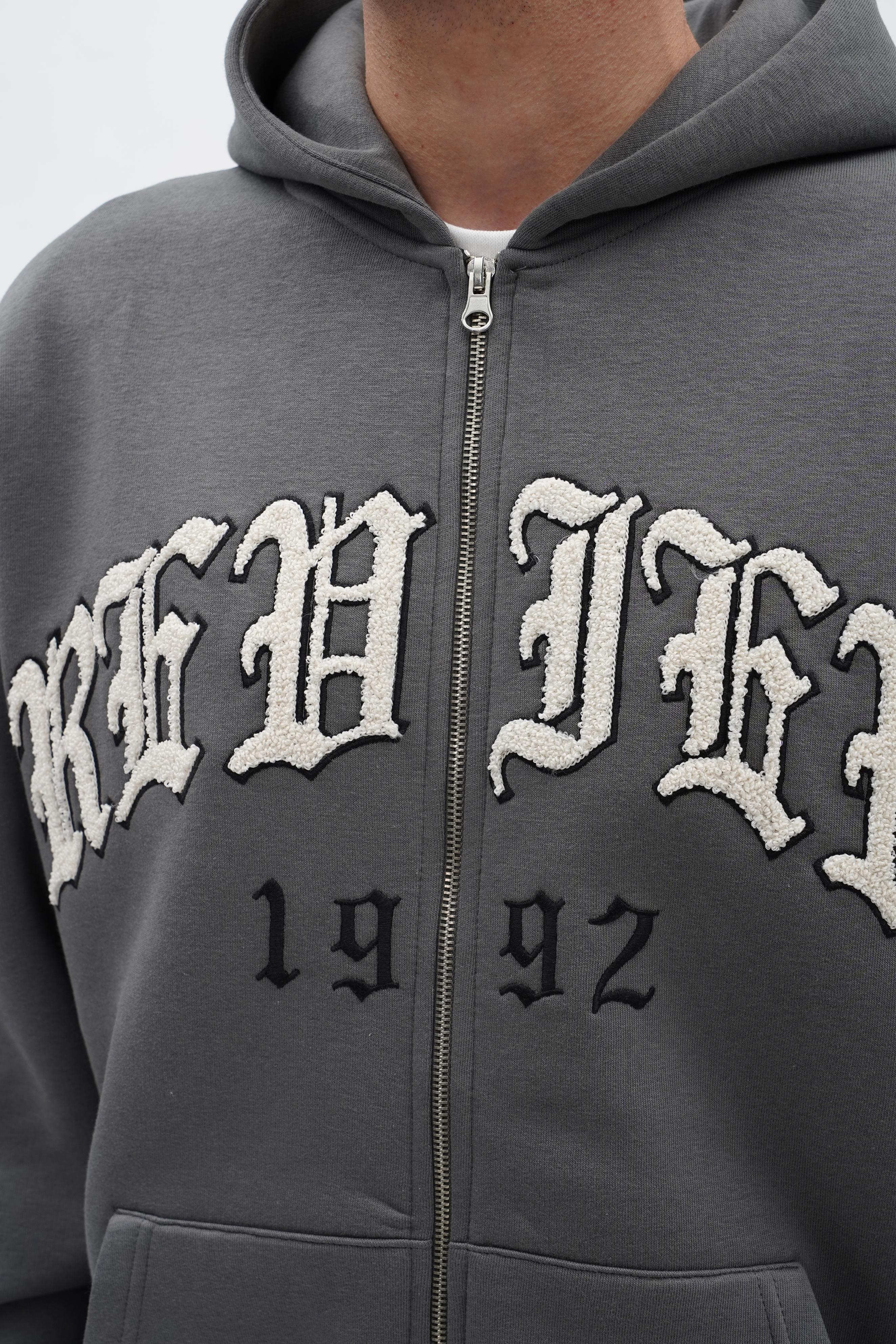 Oversized Old English Zip Hoodie (STR-13)