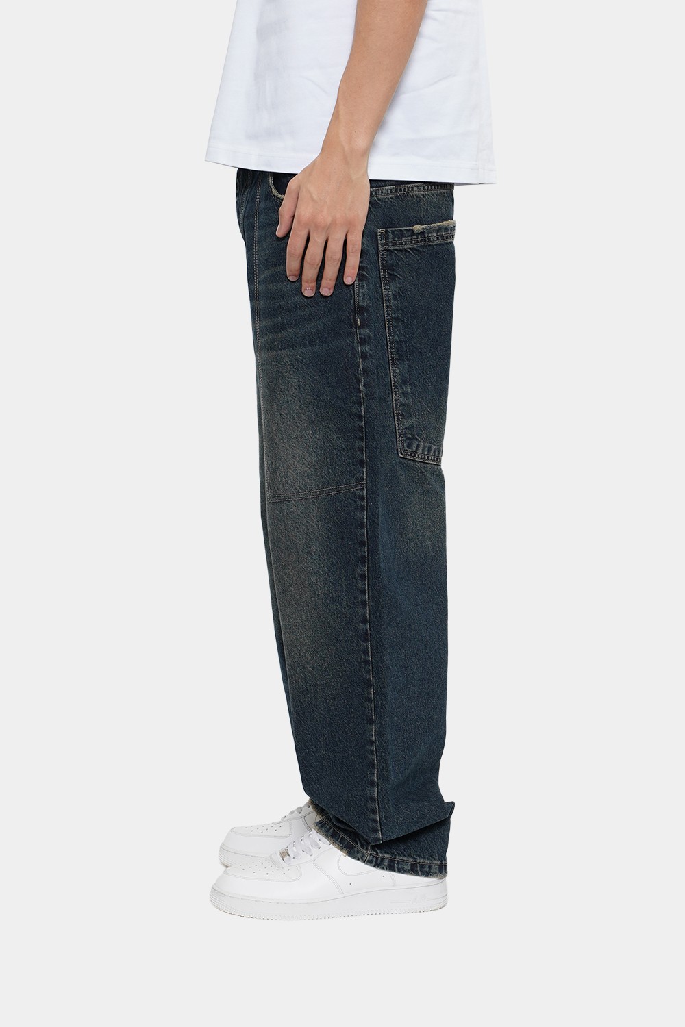 Sohigh Baggy Barrel-Leg Jeans - Washed Green