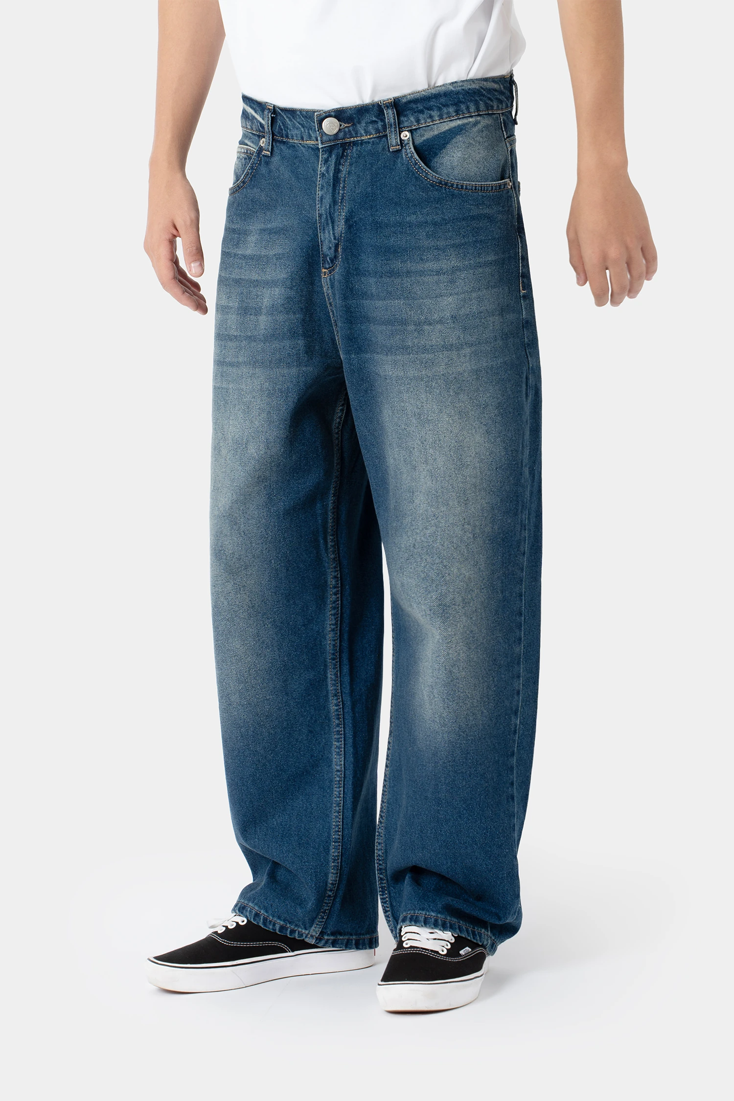 Sohigh Baggy Washed Jeans - Dark Blue