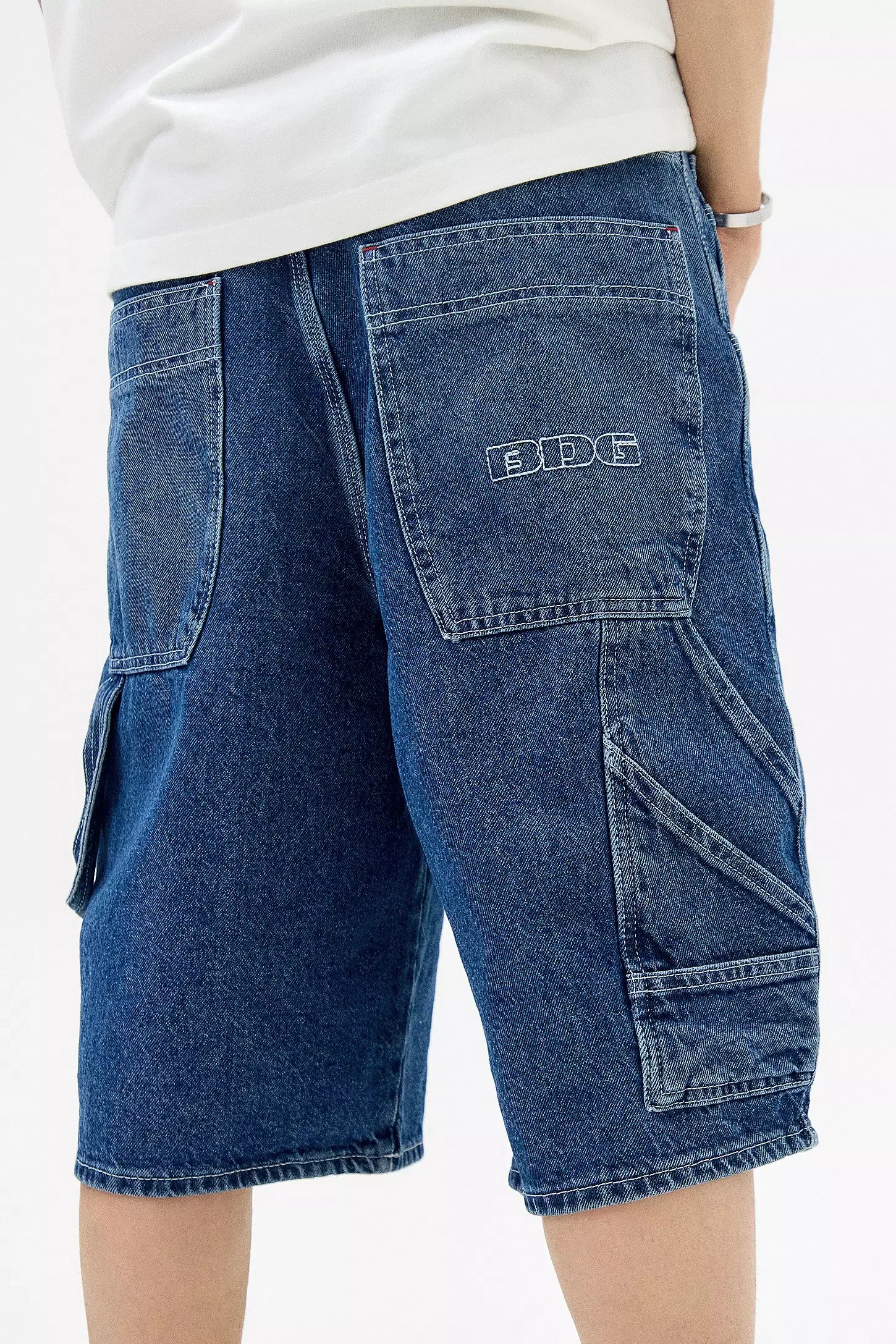 BDG Oversized Carpenter Shorts - Washed Indigo