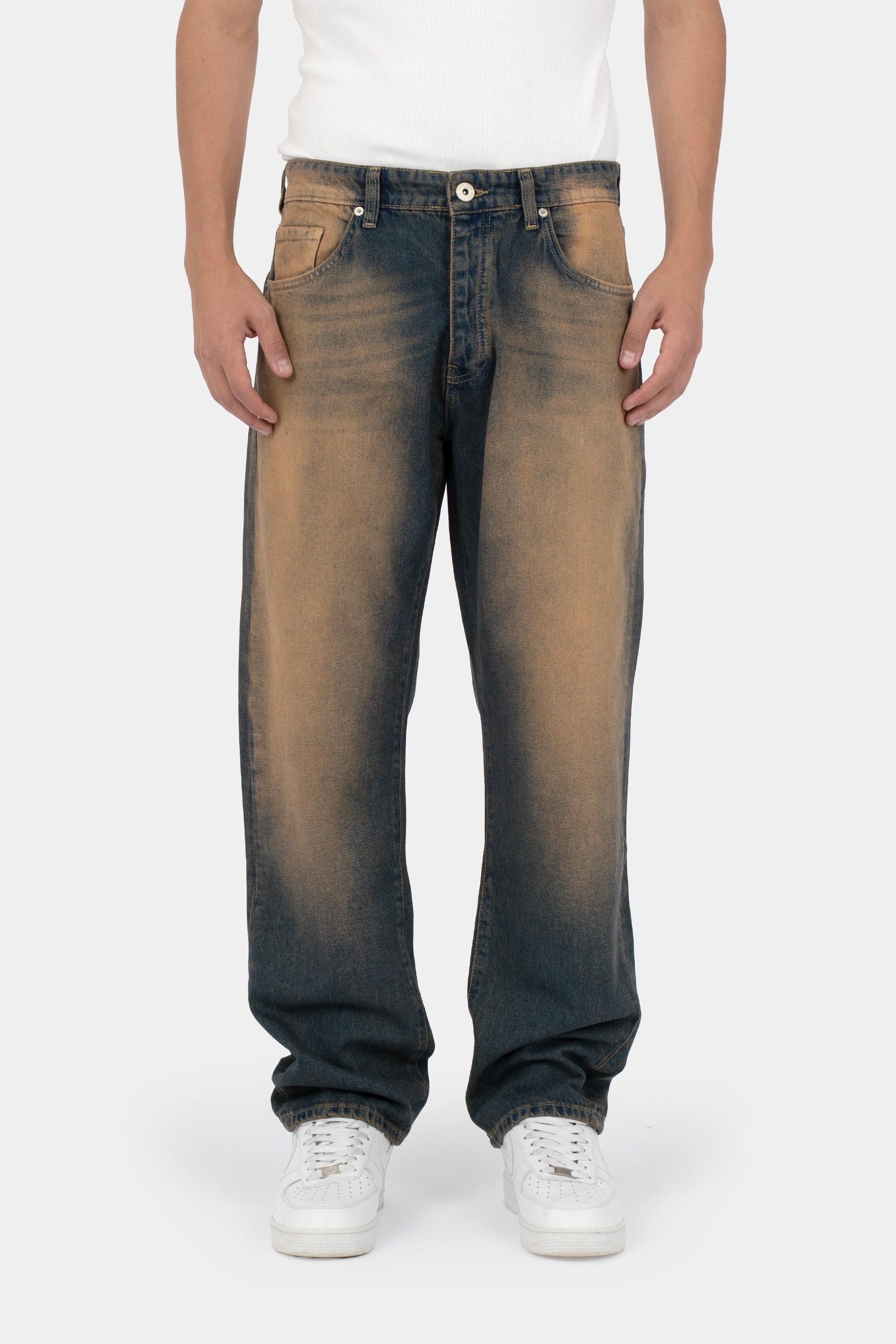 Mafia Baggy Washed Jeans  - Dusty Brown