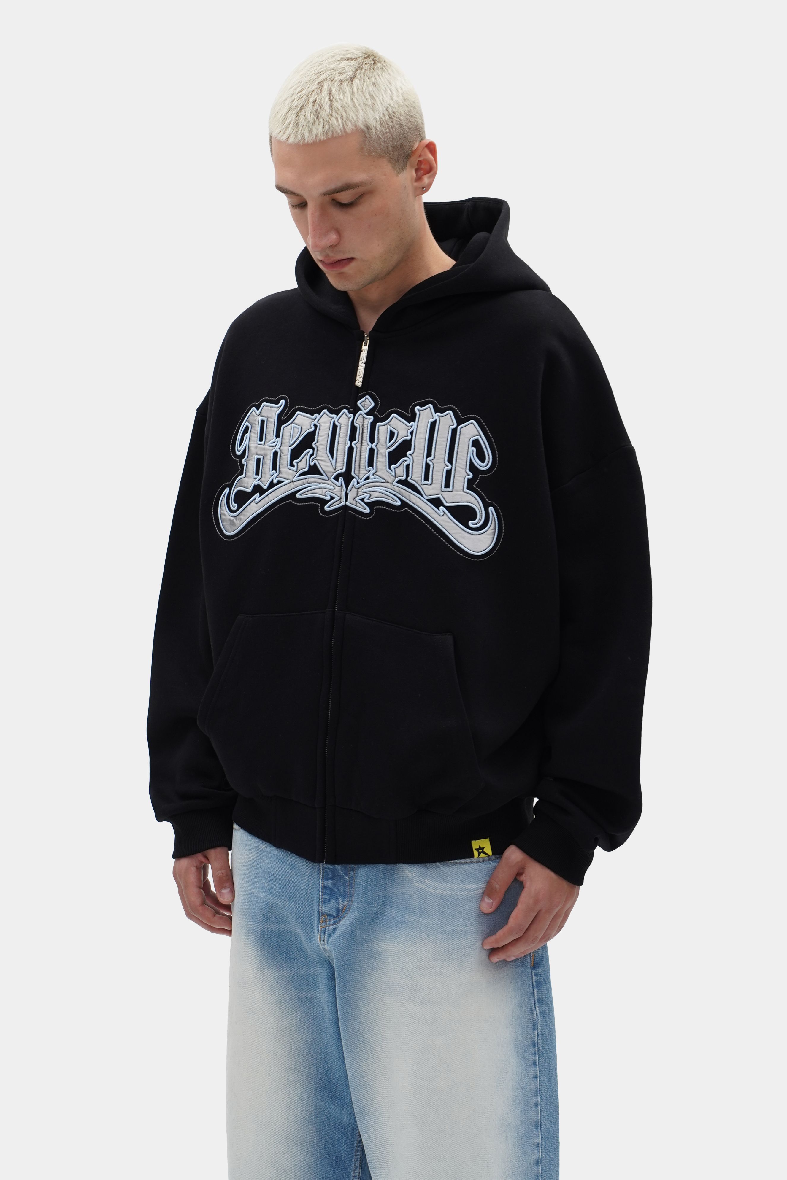 Oversized Embroidered Zip Hoodie (STR-9)