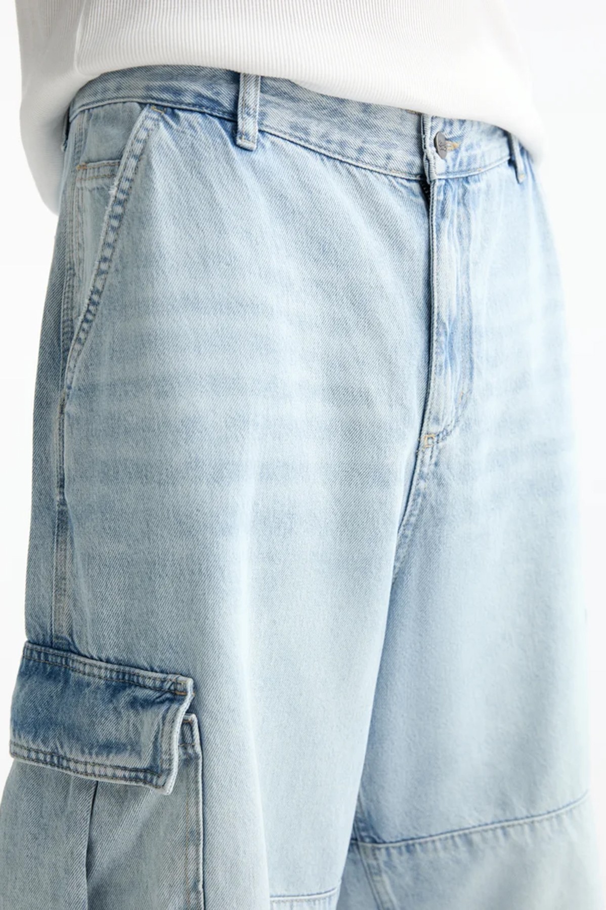 P&B Denim Cargo Short - Light Blue