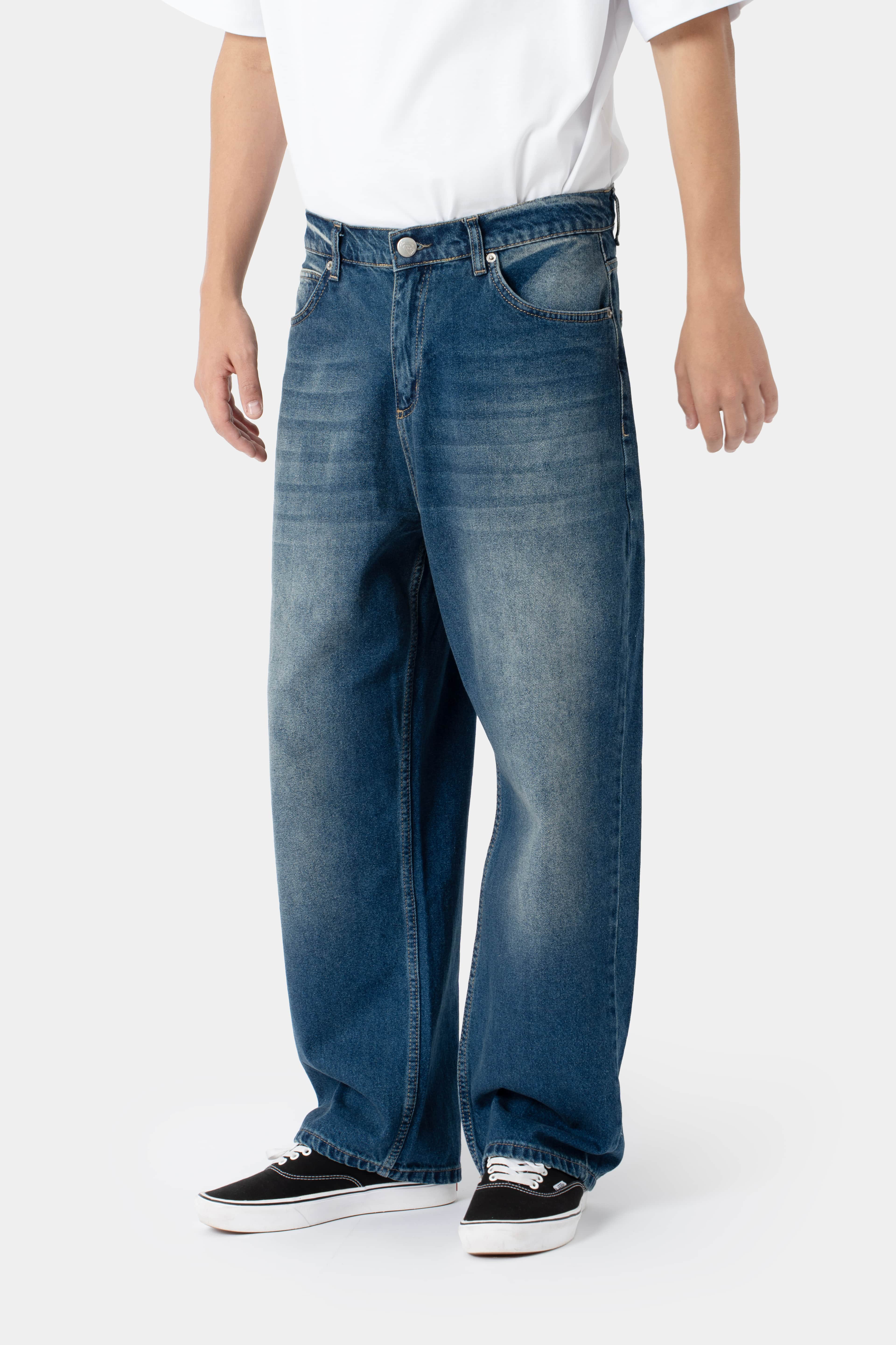 Sohigh Baggy Washed Jeans - Dark Blue