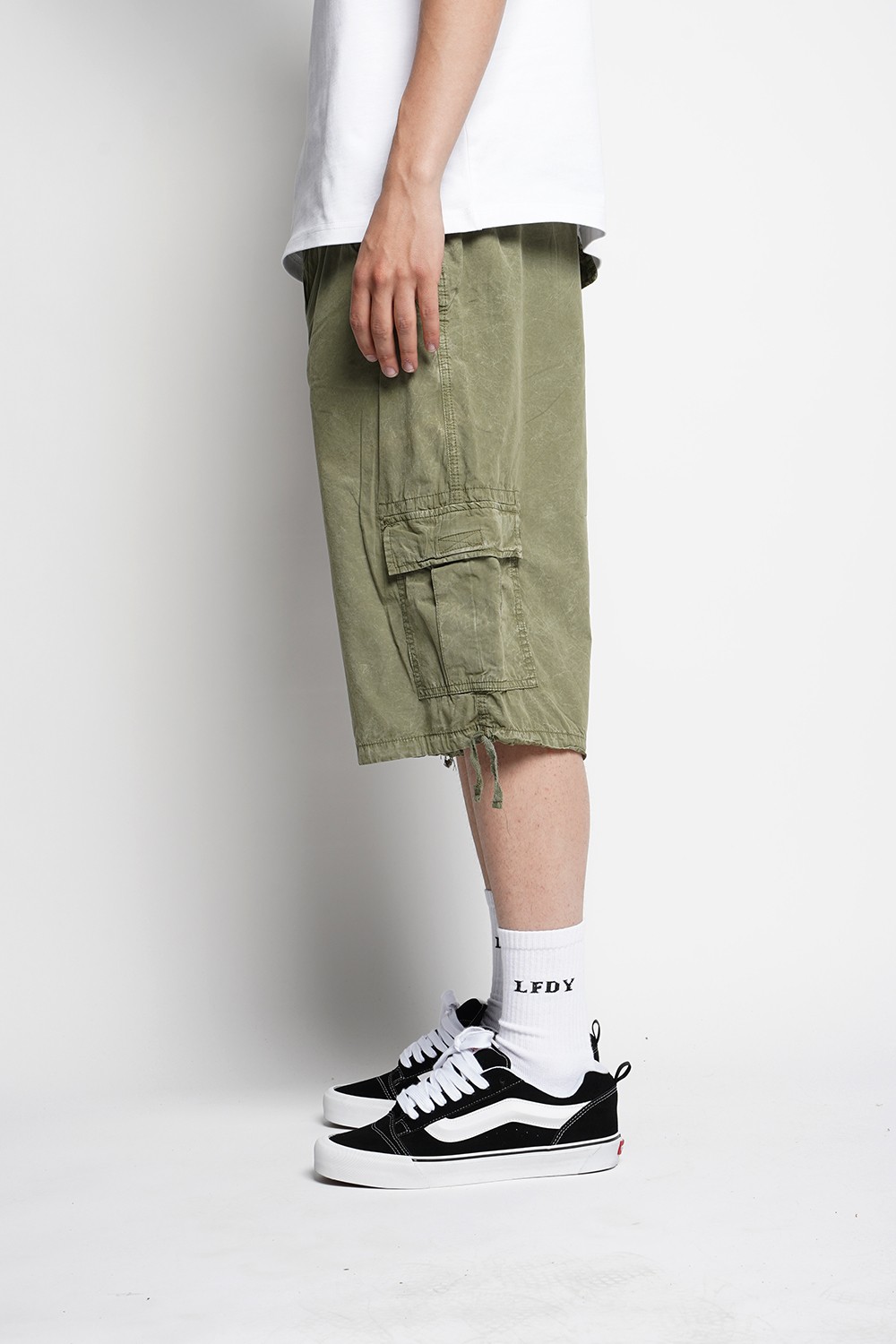 Khaki Washed Cargo Tech Shorts (UOS-13)