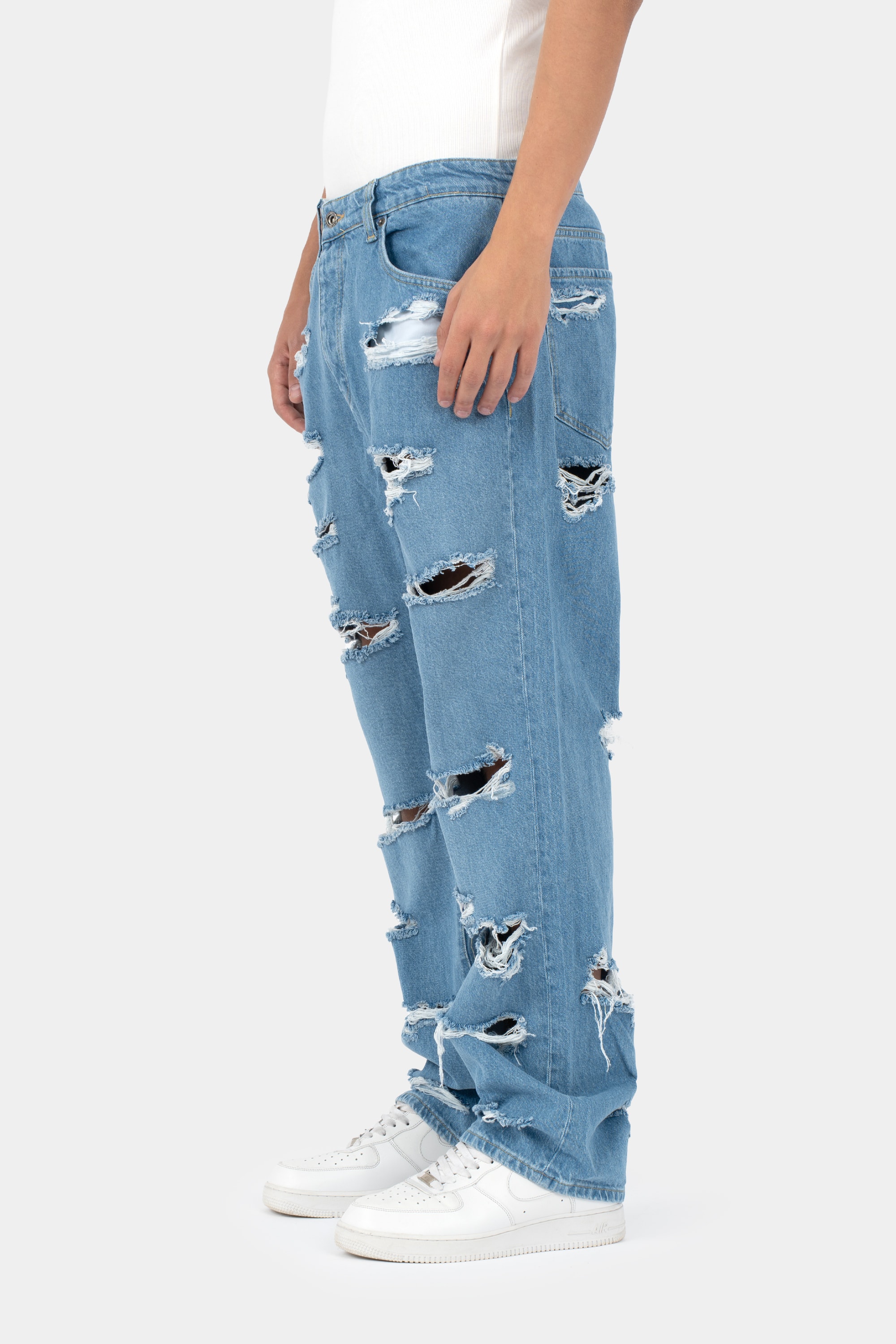 Mafia Baggy Massive Torn Jeans - Blue