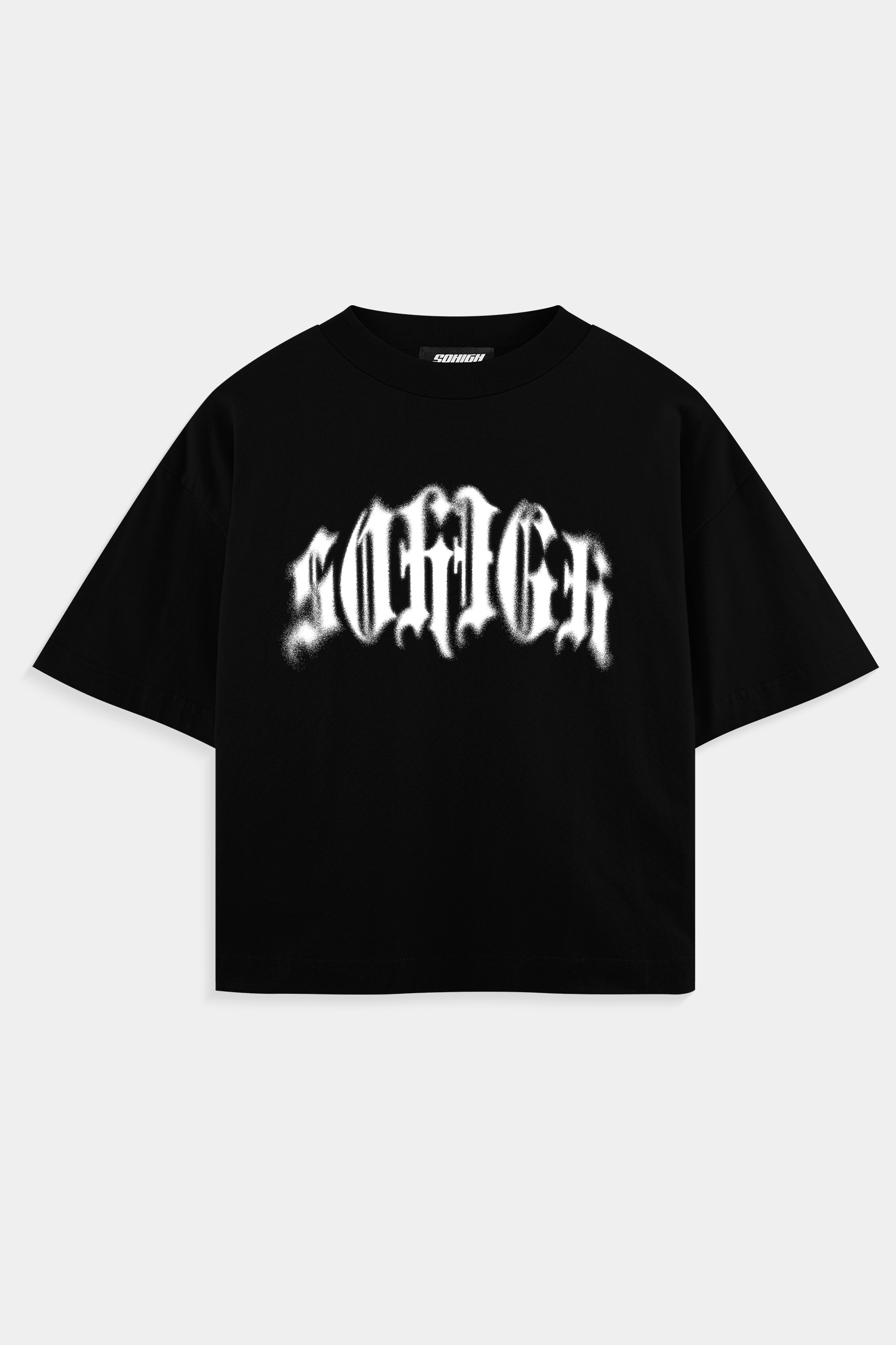Sohigh Heavyweight Grunge Logo T-Shirt  - Siyah