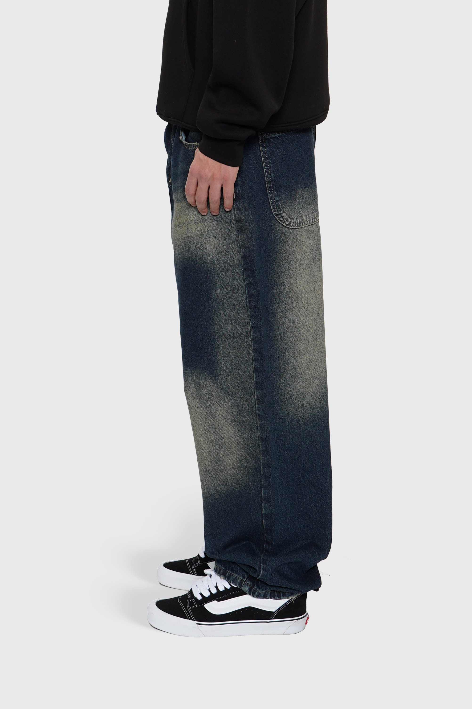 Sohigh Heavy-Tint Baggy Jeans - Dark Blue