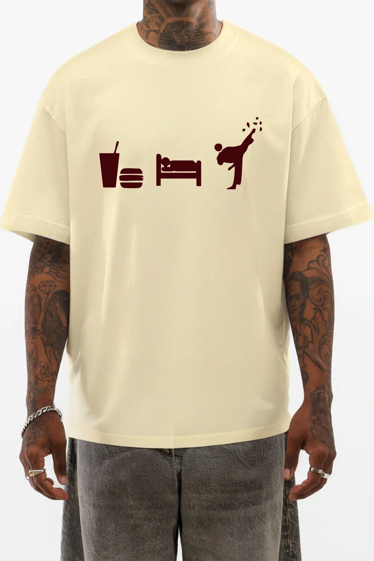 Eat Sleep Train Oversize Tişört
