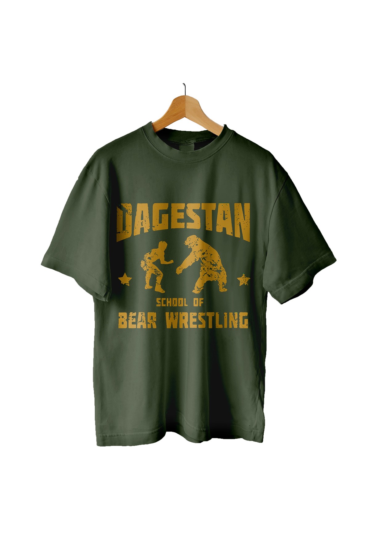 Oversize Dagestan Bear Wrestling Tişört