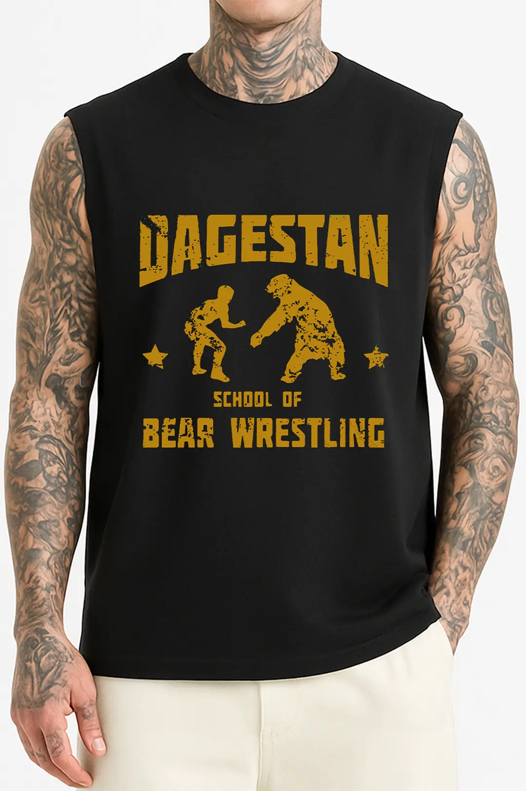 Dagestan Bear Wrestling Kolsuz Tirt | Almicrab zel Koleksiyon