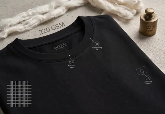220 GSM kaliteli t-shirt kumaş dokusu ve dikiş detayları rehberi