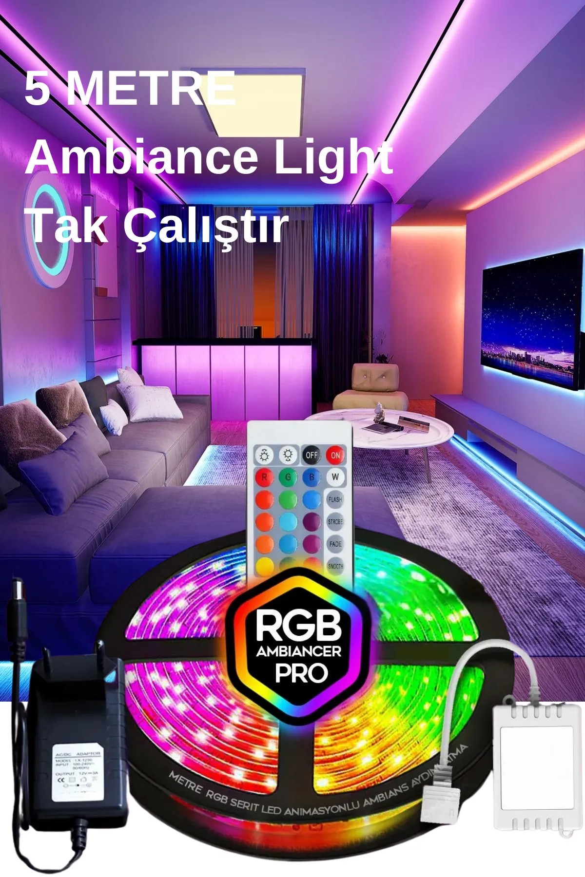 Oyuncu Masası Gaming Rgb Led 16 Renk Varyasyonlu 1. Kalite 5 Metre Led