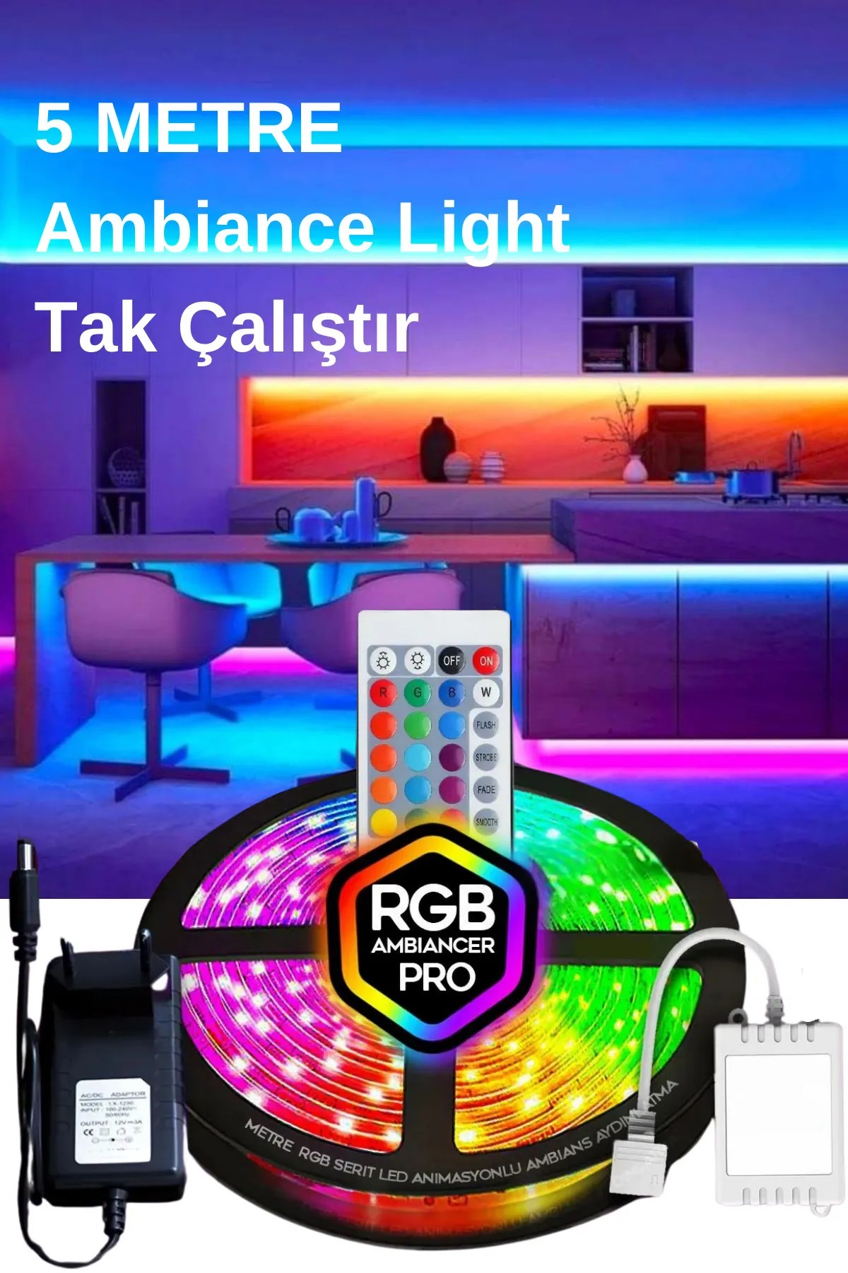 Oyuncu Masası Gaming Rgb Led 16 Renk Varyasyonlu 1. Kalite 5 Metre Led