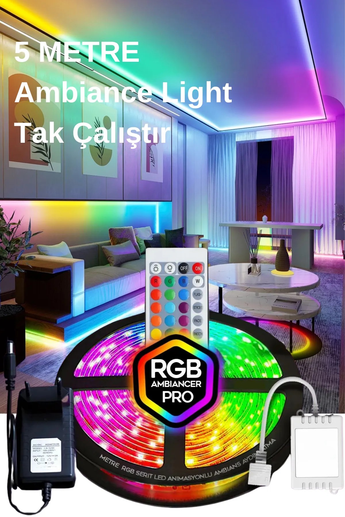 Oyuncu Masası Gaming Rgb Led 16 Renk Varyasyonlu 1. Kalite 5 Metre Led