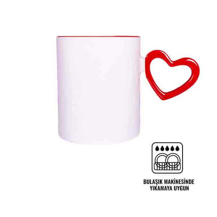 Kırmızı Kalpli İçi Kırmızı Kupa
