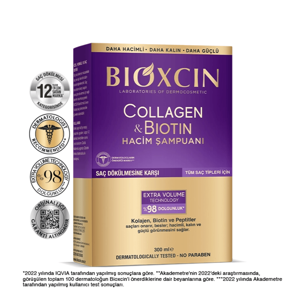 Bioxcin Collagen & Biotin Ekstra Hacim &  Dolgunlaştırıcı Şampuan 300 ml