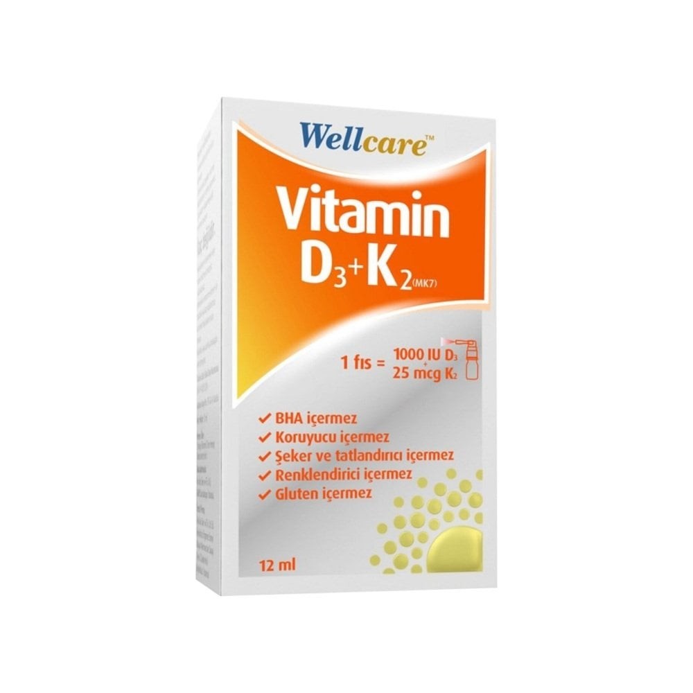 Wellcare Vitamin D3 + K2 Sprey 12 ml