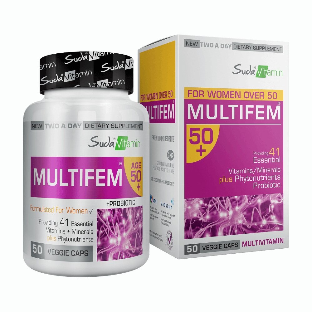 Suda Vitamin Multifem 50+ Kadınlar İçin Multivitamin 50 Bitkisel Kapsül