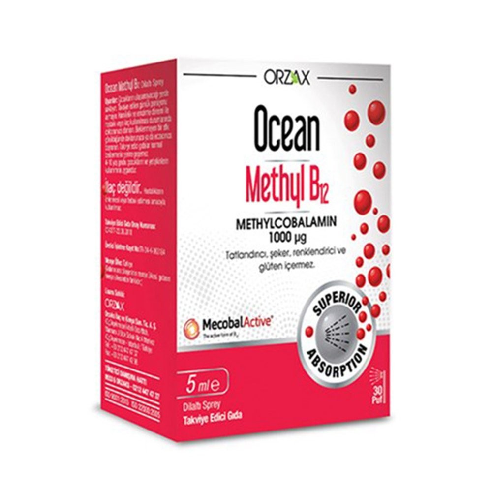 Orzax Ocean 1000 mg Methyl Cobalamin B12 Sprey 5 m