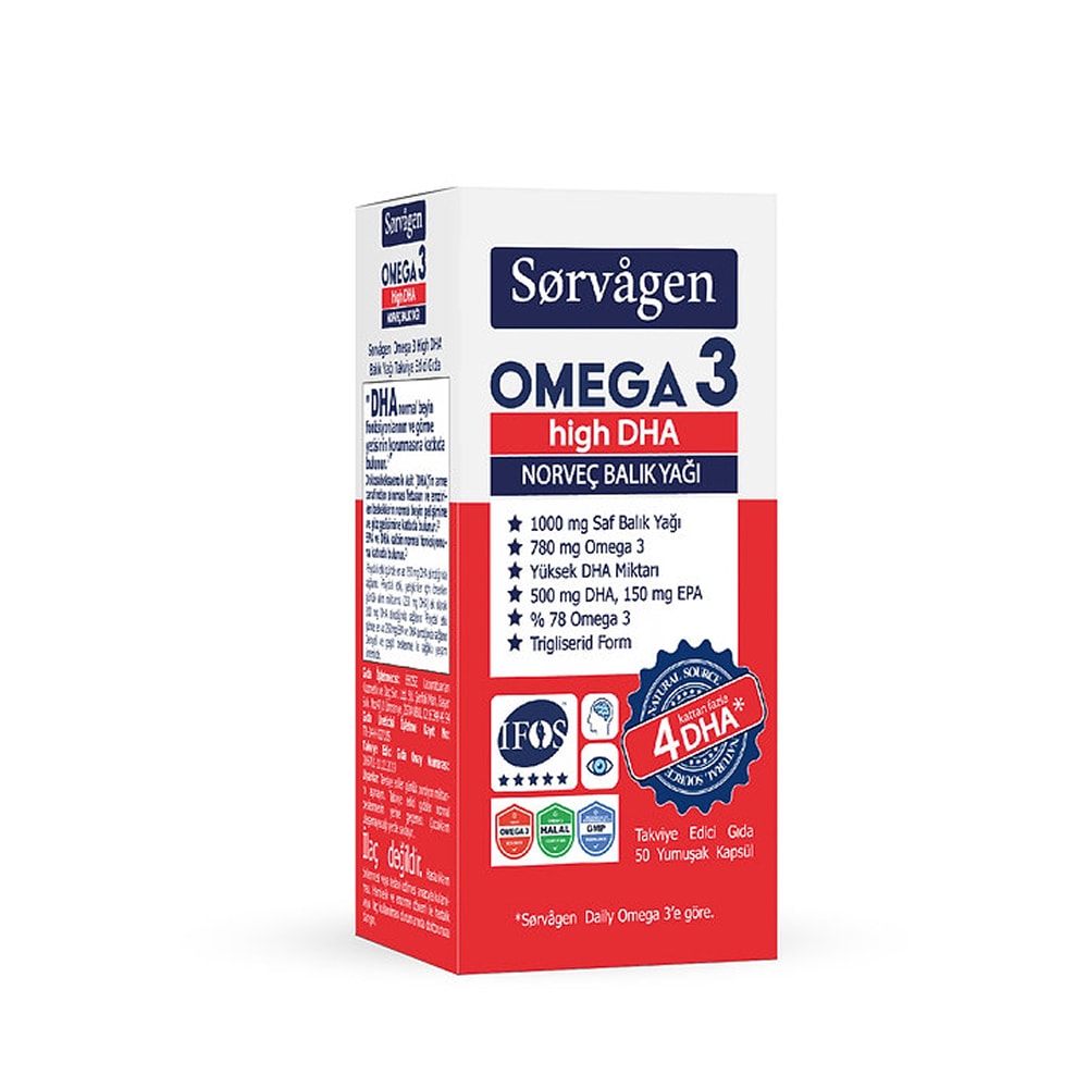 Sorvagen Omega 3 High DHA Norveç Balık Yağı 50 Yumuşak Kapsül