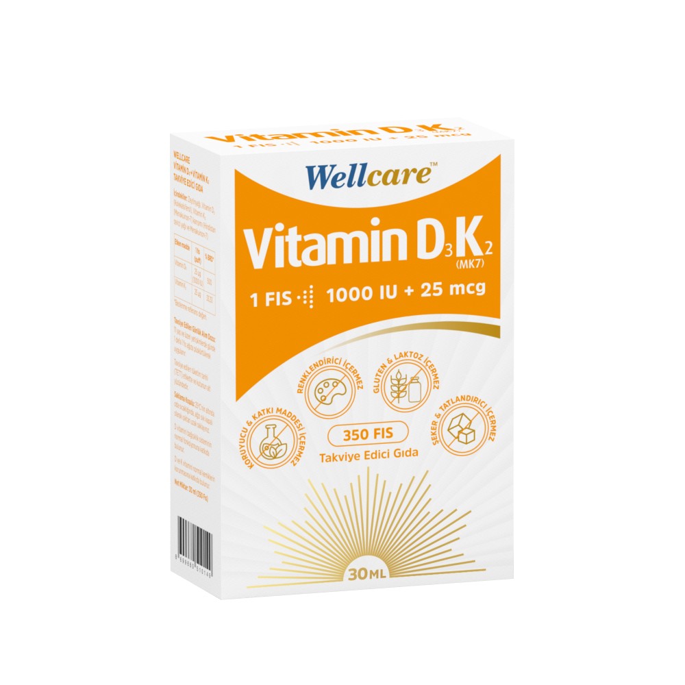 Wellcare Vitamin D3 + K2 Sprey 30 ml