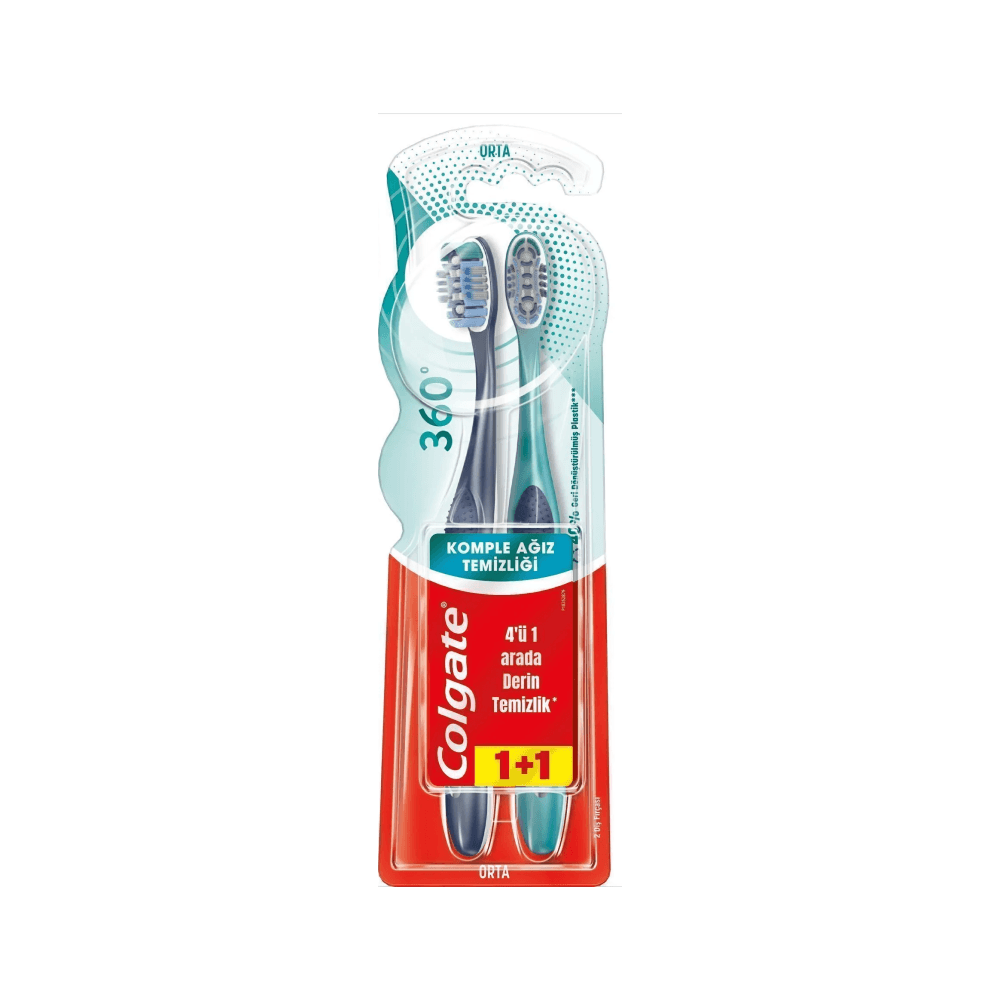 Colgate 360 Komple Ağız Temizliği Orta Diş Fırçası 1+1