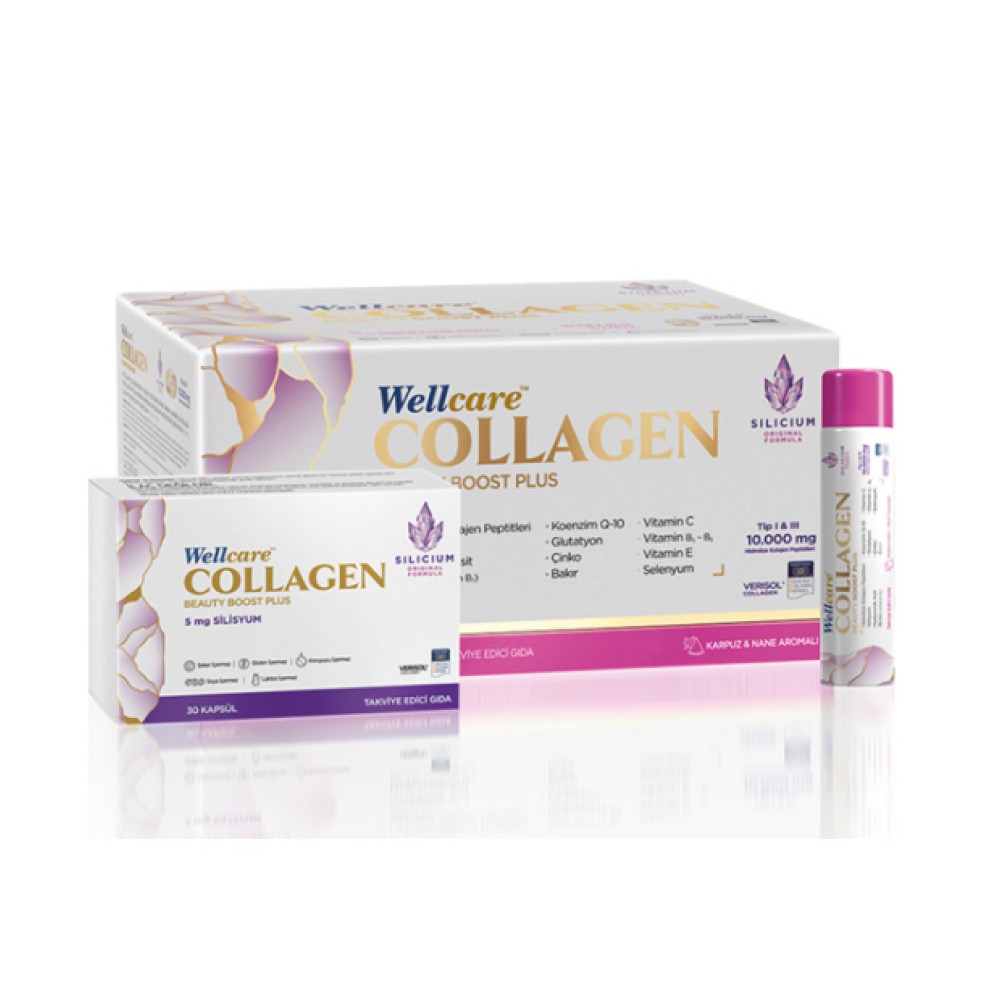 Wellcare Collagen Beauty Plus Karpuz - Nane Aromalı 10000 mg 30 Tüp ve 30 Kapsül