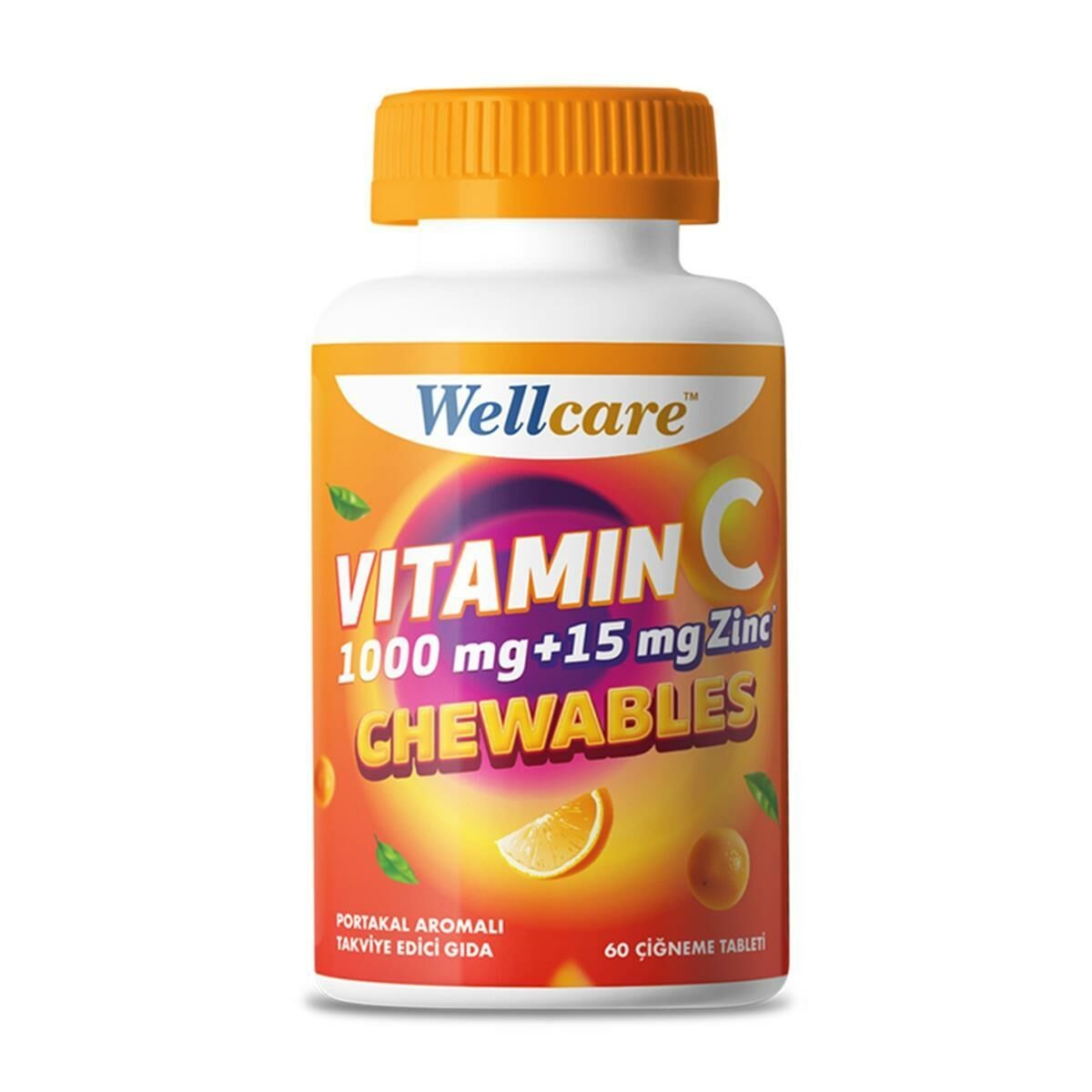Wellcare Vitamin C 1000 mg & 15 mg Çinko 60 Çiğneme Tableti