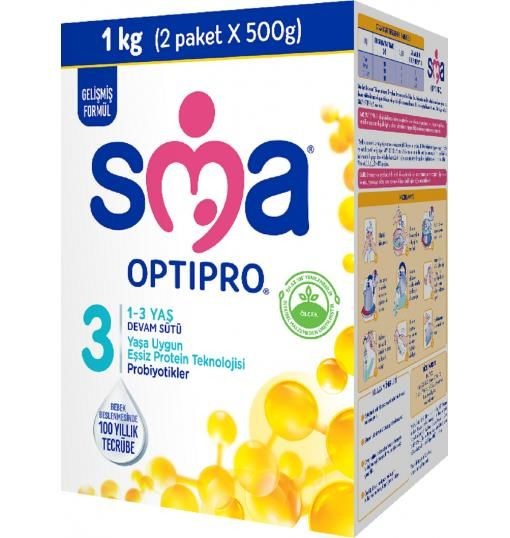 SMA Optipro 3 Probiyotik 1-3 Yaş Devam Sütü 1000 g