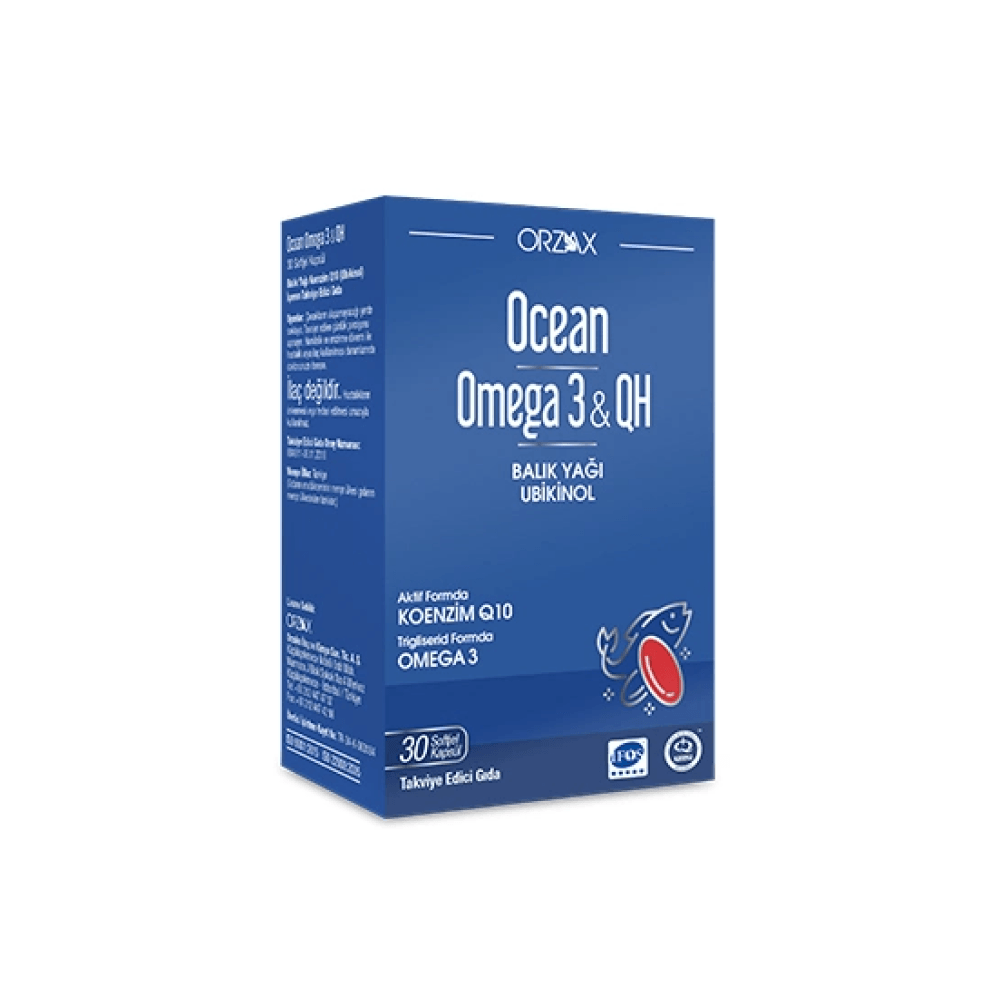 Orzax Ocean Omega 3 & QH Takviye Edici Gıda 30 Kapsül