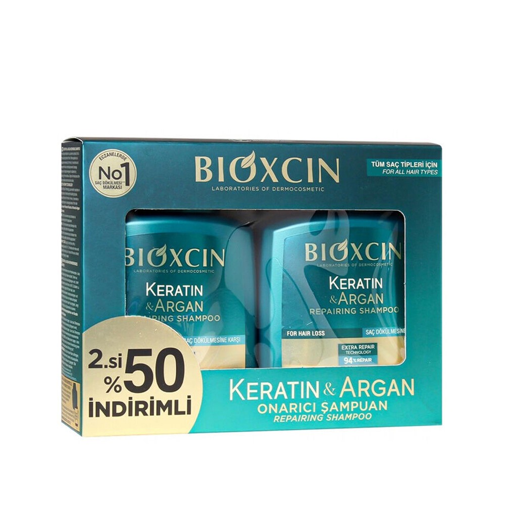 Bioxcin Keratin & Argan Onarıcı Şampuan Seti 2 x 300 ml