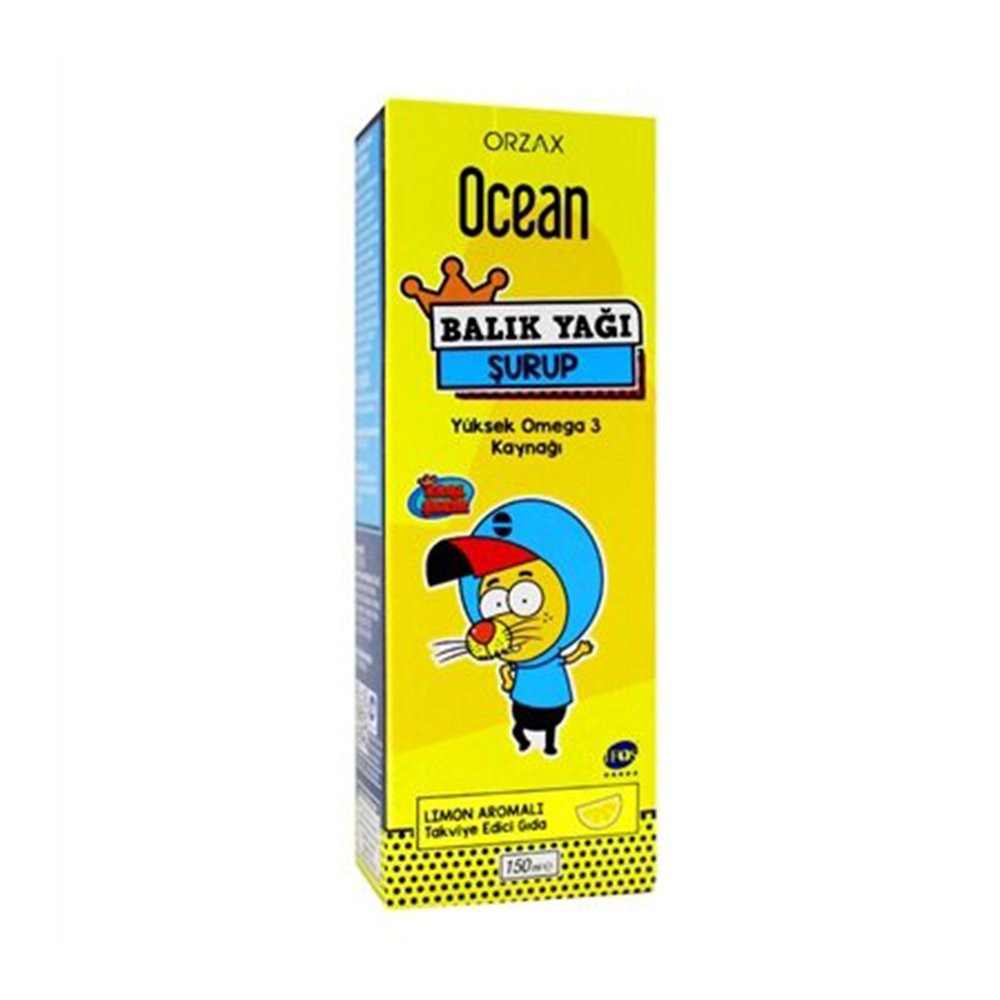Orzax Ocean Omega 3 Kral Şakir Limon Aromalı Balık Yağı Şurubu 150 m