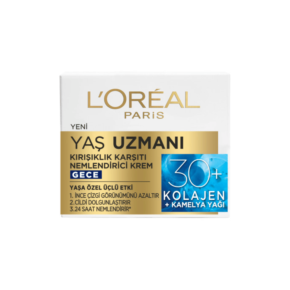 Loreal Paris Yaş Uzmanı 30+ Kırışıklık Karşıtı Nemlendirici Gece Kremi 50 ml