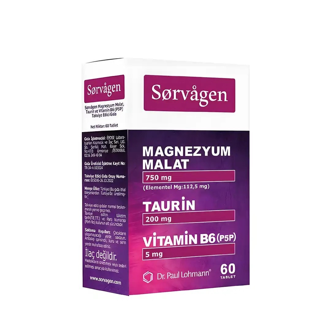 Sorvagen Magnezyum Malat - Taurin ve Vitamin B6 60 Tablet