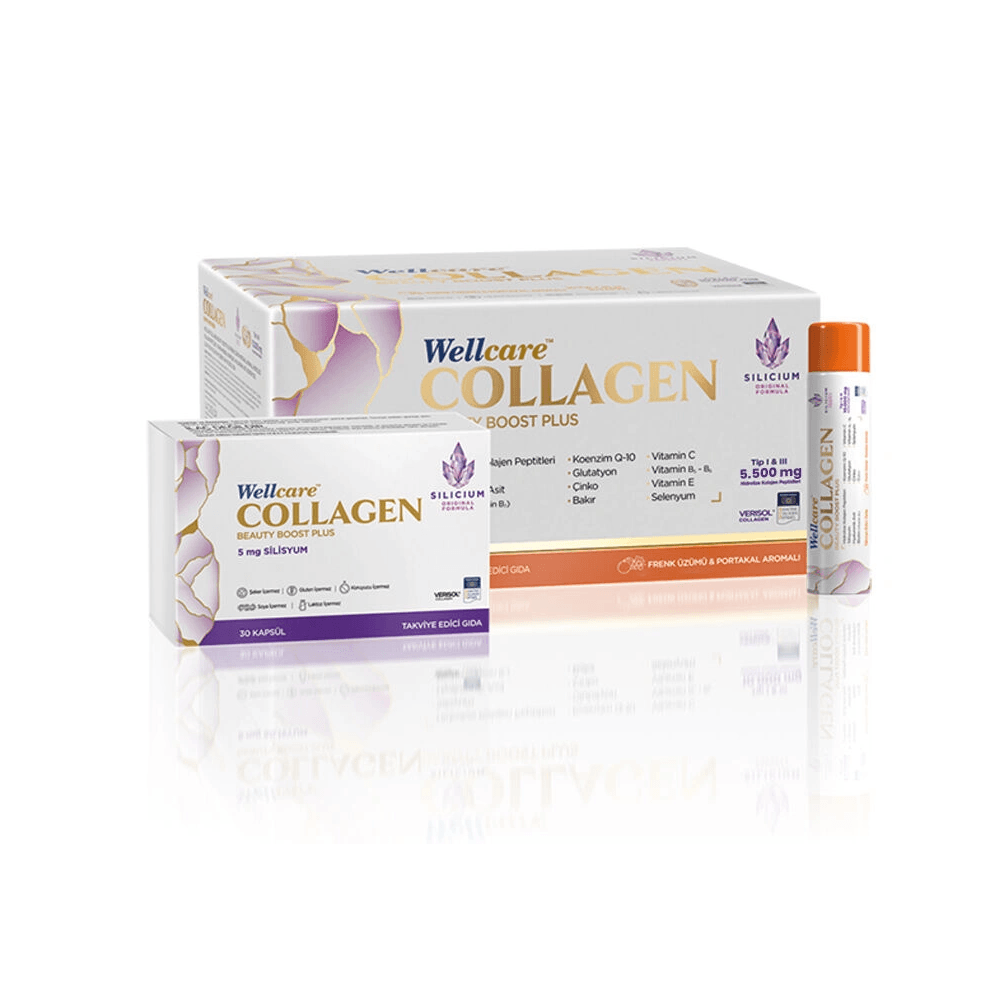 Wellcare Collagen Beauty Plus Frenk Üzümü - Portakal Aromalı 5500 mg 30 Tüp ve 30 Kapsül