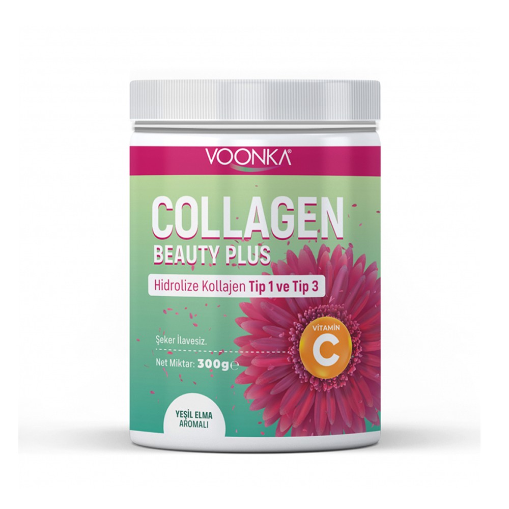 Voonka Beauty Collagen Plus Kollajen Tip 1 - Tip 3 Yeşil Elma Aromalı 300 g