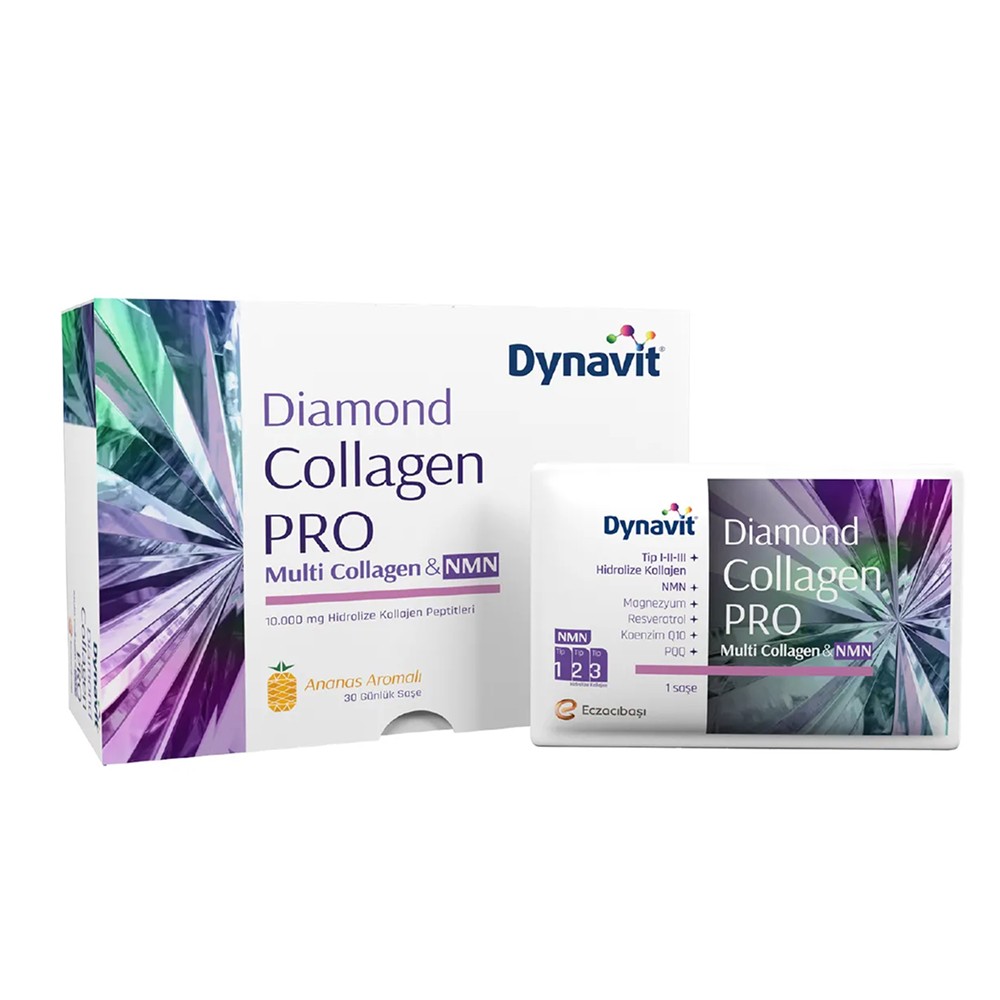 Dynavit Diamond Collagen PRO Multi Collagen ve NMN 30 Günlük Saşe - Ananaslı