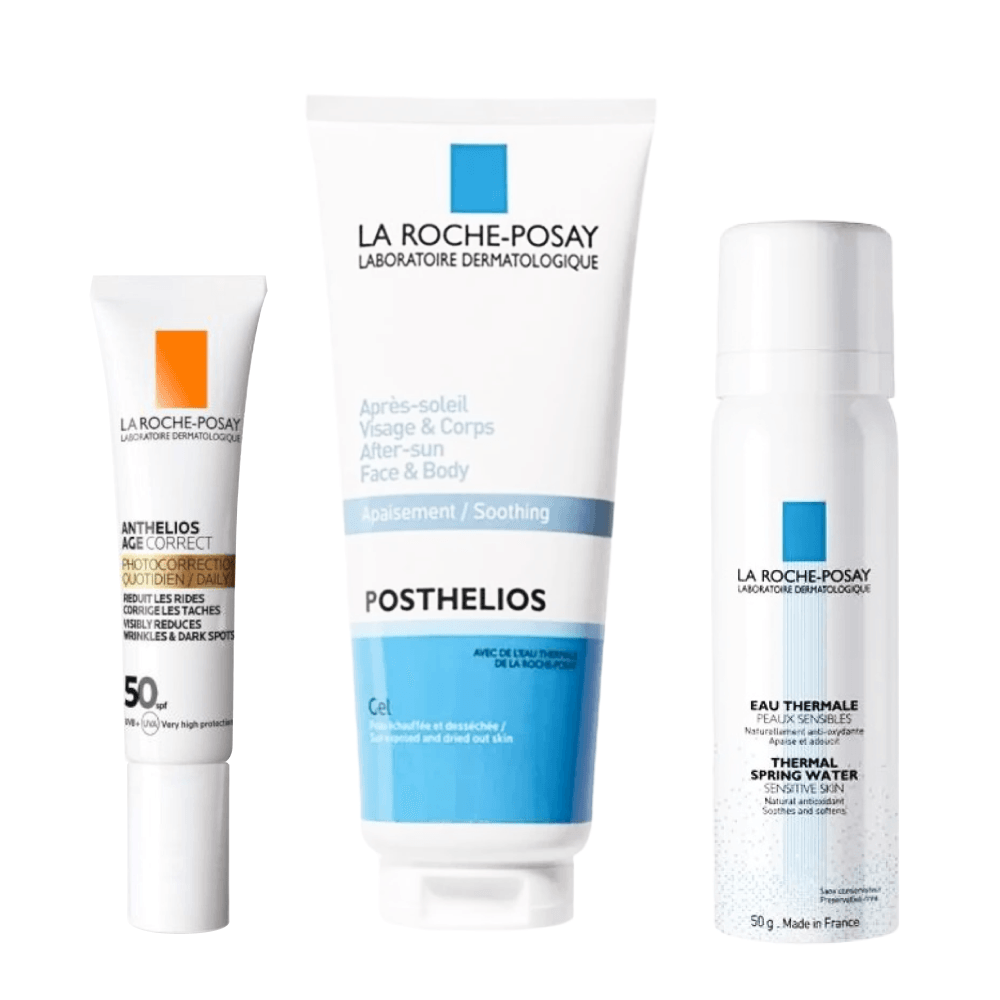 La Roche Posay Age Correct Güneş Kremi 15 ml, Posthelios Gel 100 ml, Termal Su 50 ml (Promosyon Ürün)