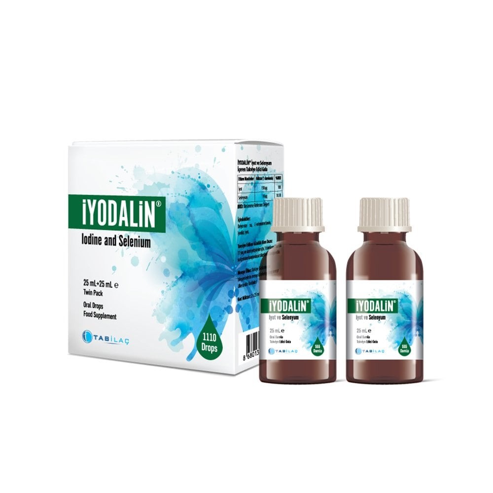 Tab İlaç İyodalin İyot ve Selenyum içeren İkili Damla 25 ml + 25 ml