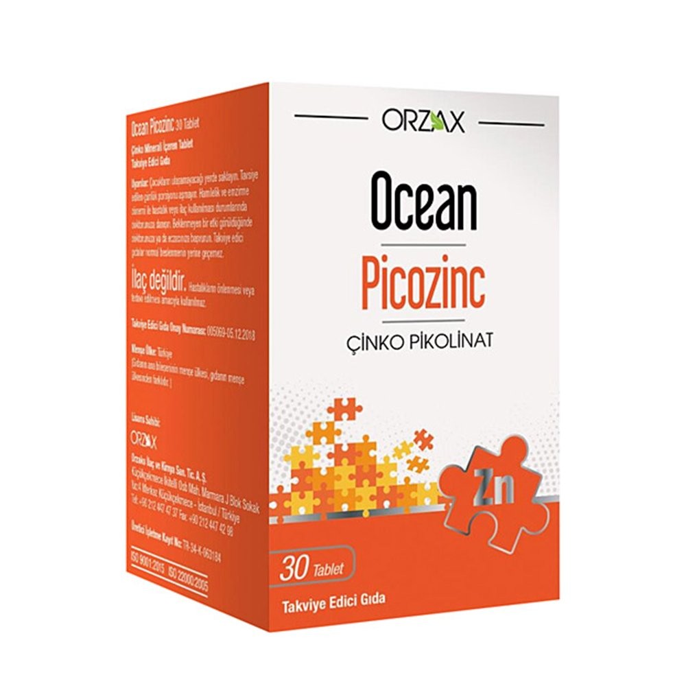 Orzax Ocean Picozinc Çinko 30 Tablet