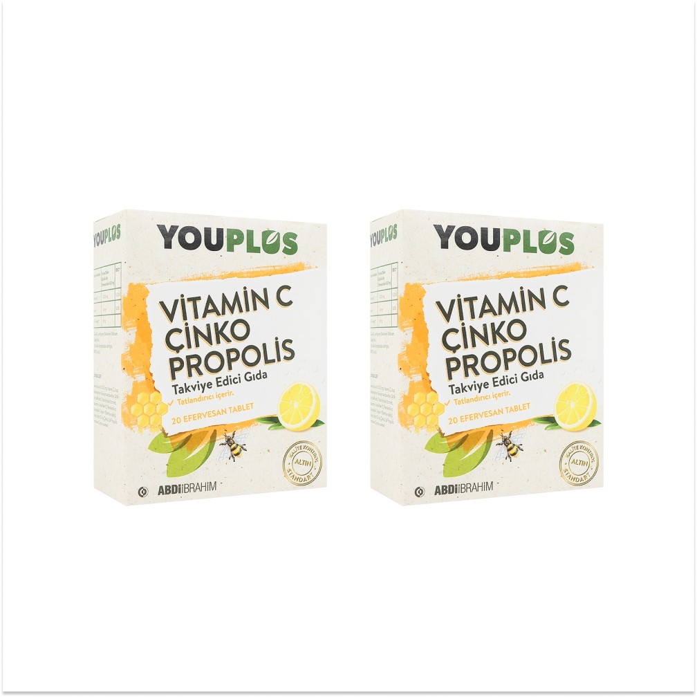 Youplus Vitamin C, Çinko, Propolis 20 Efervesan Tablet x 2