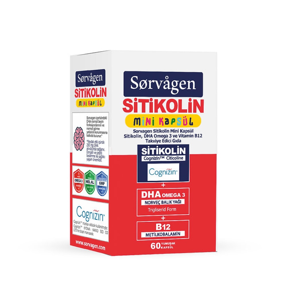 Sorvagen Smart Stikolin Mini Kapsül DHA Omega 3 ve B12 60 Yumuşak Kapsül