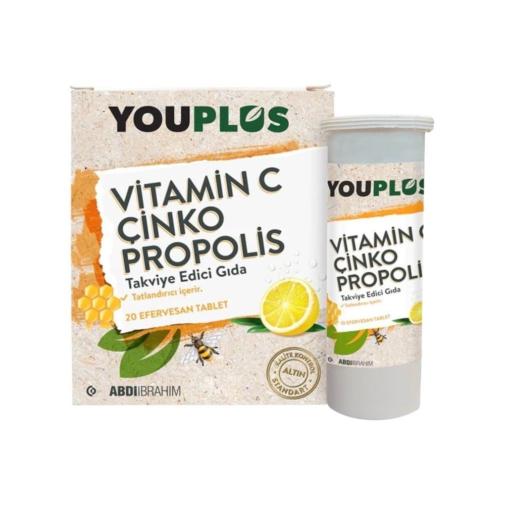 Youplus Vitamin C. Çinko Propolis Efervesan Tablet