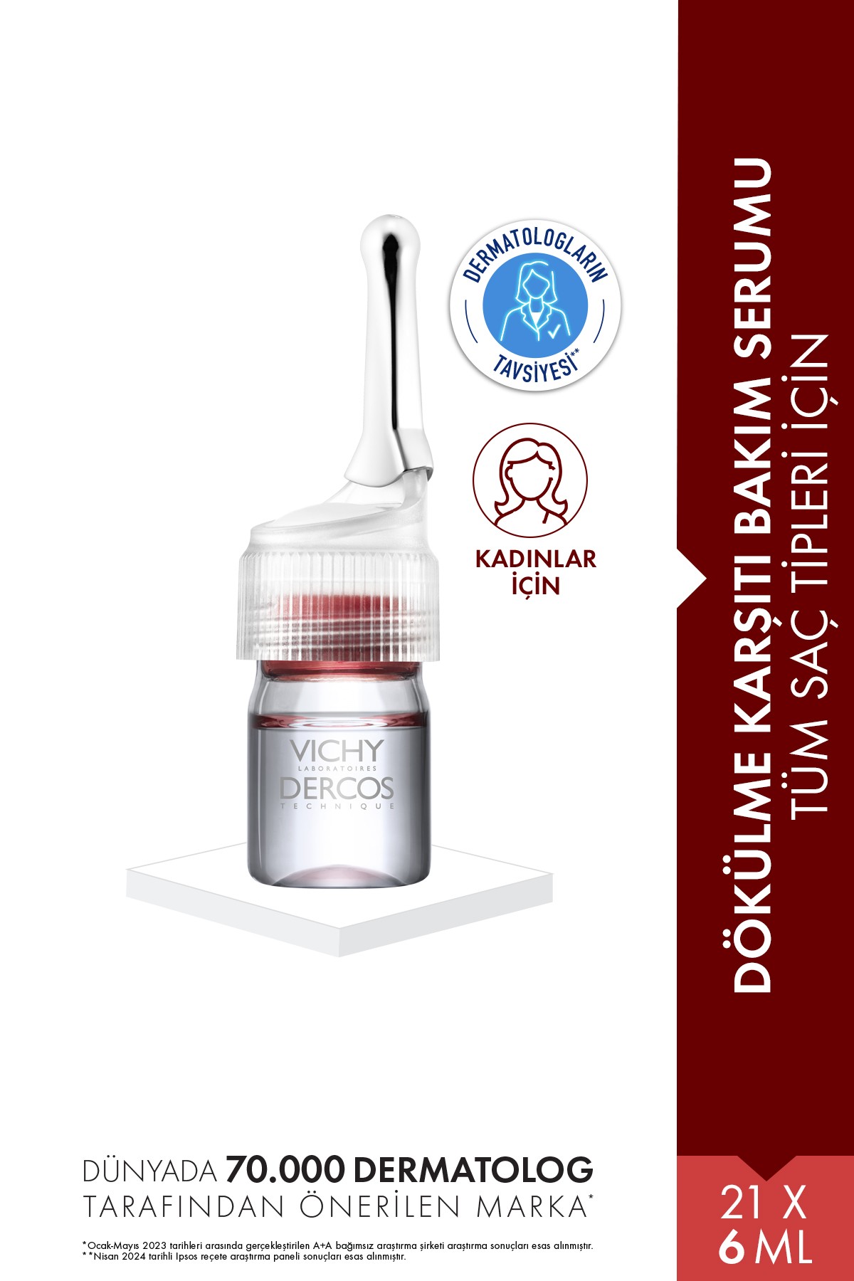 Vichy Dercos Aminexil Clinical 5 Kadın Dökülme Karşıtı Serum 21 x 6 ml