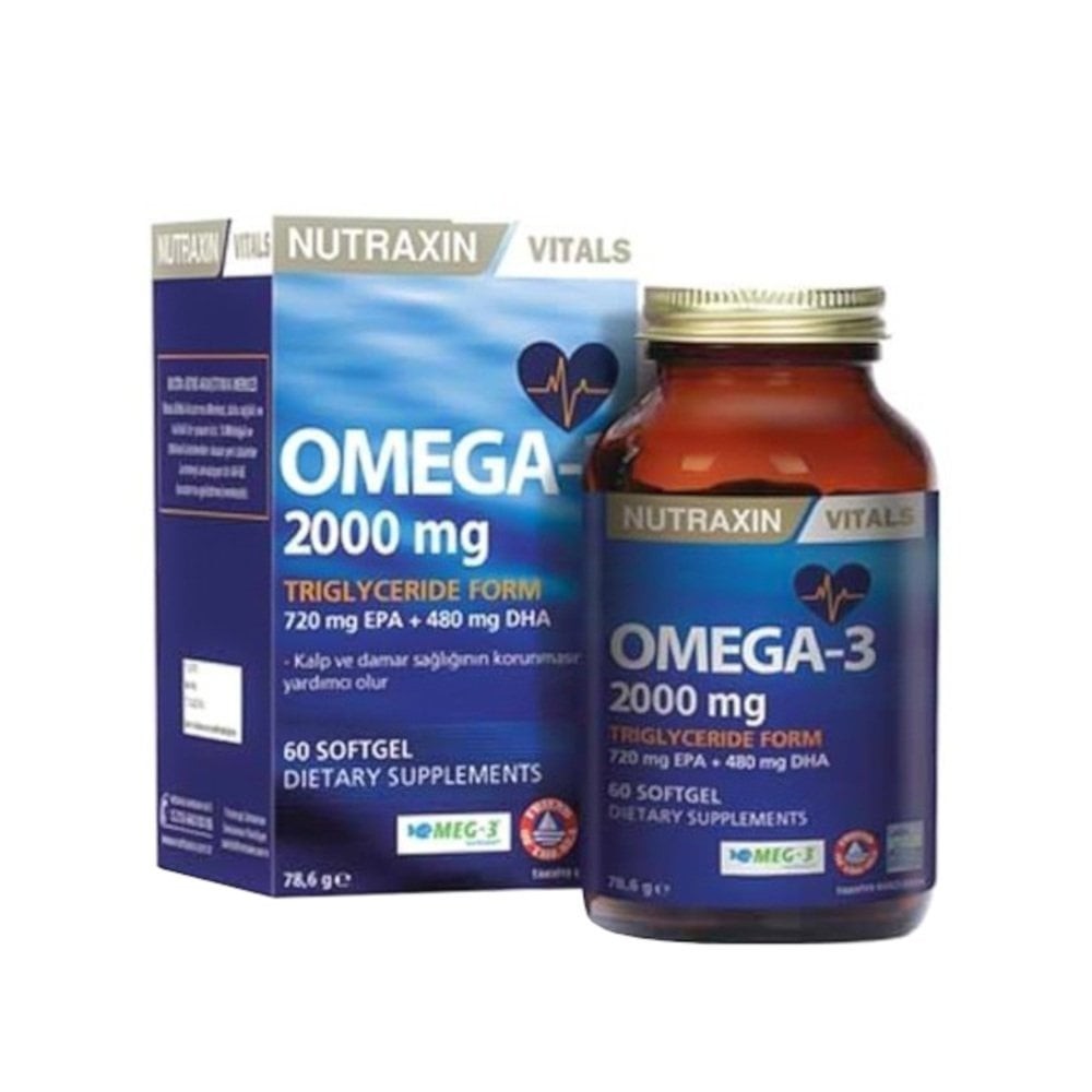 Nutraxin Omega 3 Balık Yağı 2000 mg 60 Yumuşak Kapsül