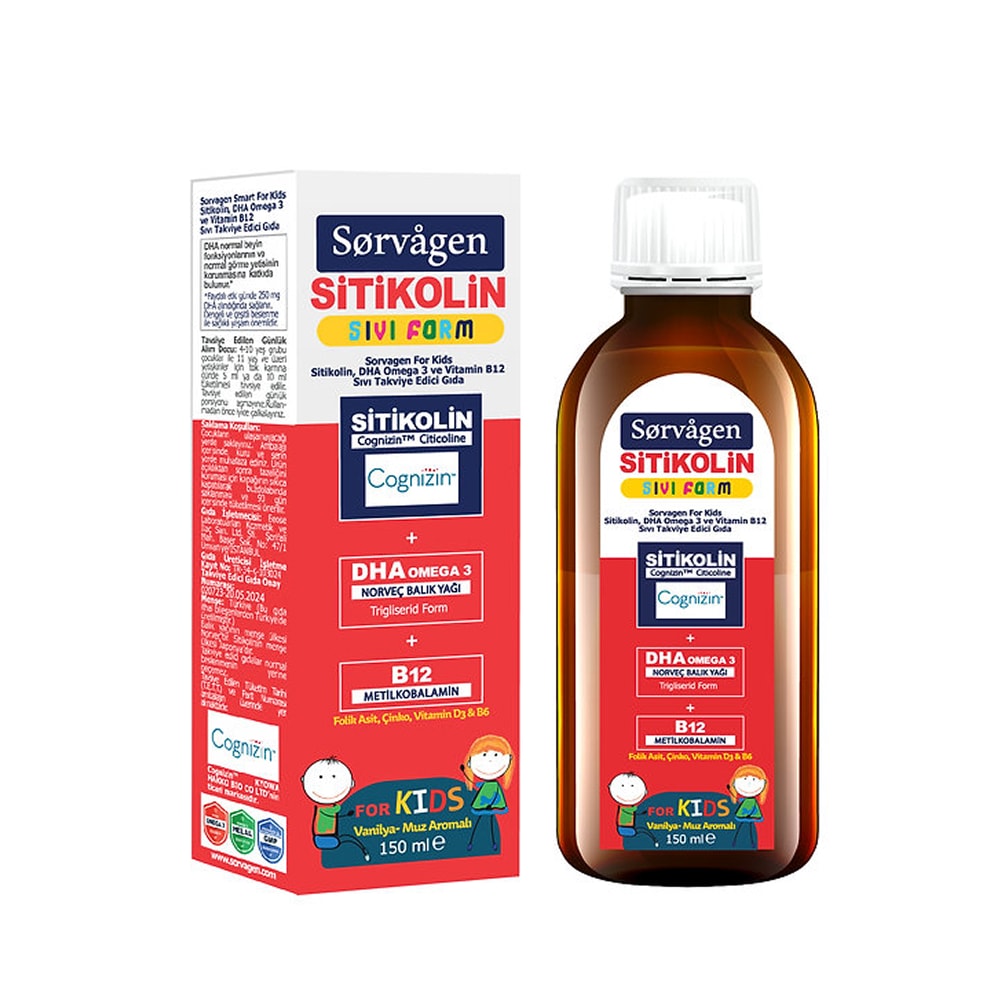 Sorvagen Smart Stikolin Sıvı Form DHA Omega 3 ve B12 Şurup 150 ml