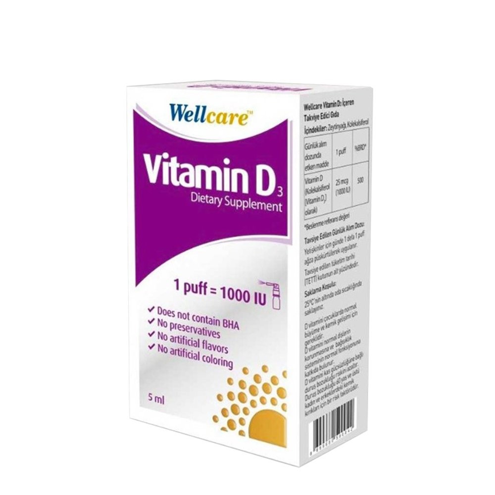 Wellcare Vitamin D3-1000 IU Sprey 5 ml